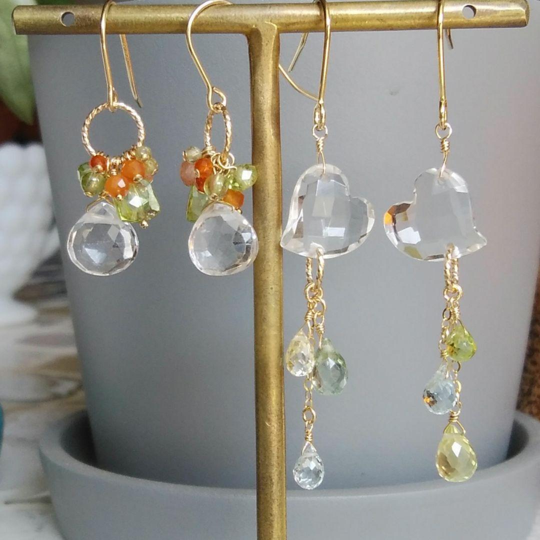 14kgf ジューシービタミンモリモリ天然石ピアス