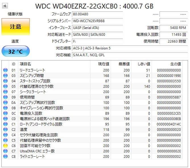 Western Digital WD40EZRZ 4TB HDD ジャンク扱い