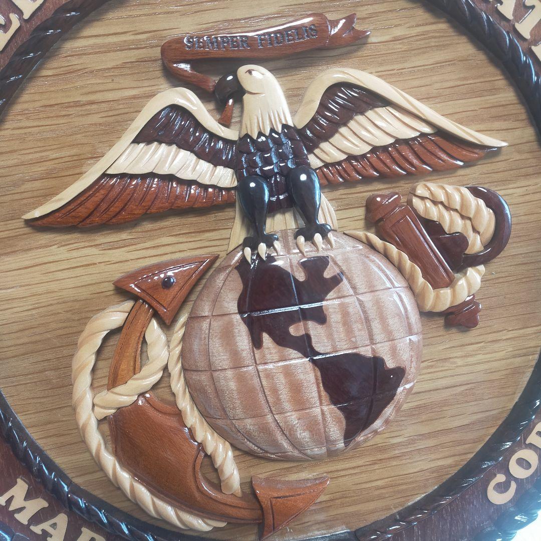アメリカ MARINE CORPS 海軍 壁掛け インテリア 木製 彫刻