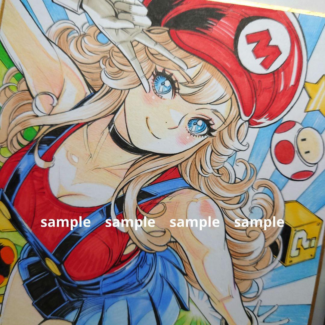 【手描きイラスト 269】オリジナルアナログ原画 色紙「週末ワンダーランド女子」
