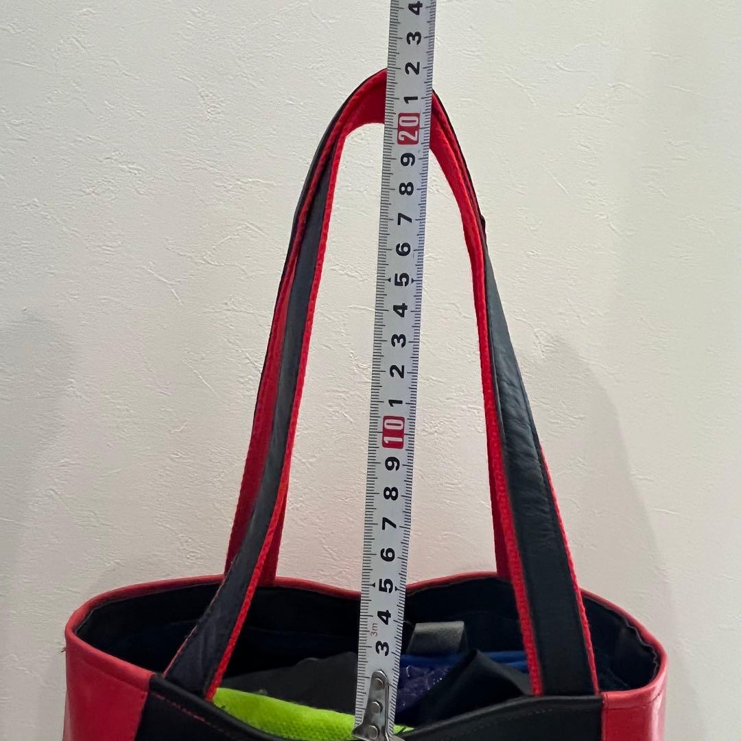 トートバッグ トート シンプル 本革 手作り クラフト 革職人 ハギレ レッド