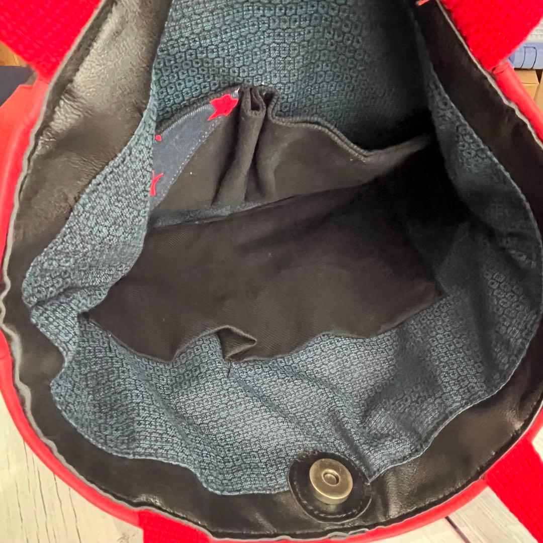 トートバッグ トート シンプル 本革 手作り クラフト 革職人 ハギレ レッド