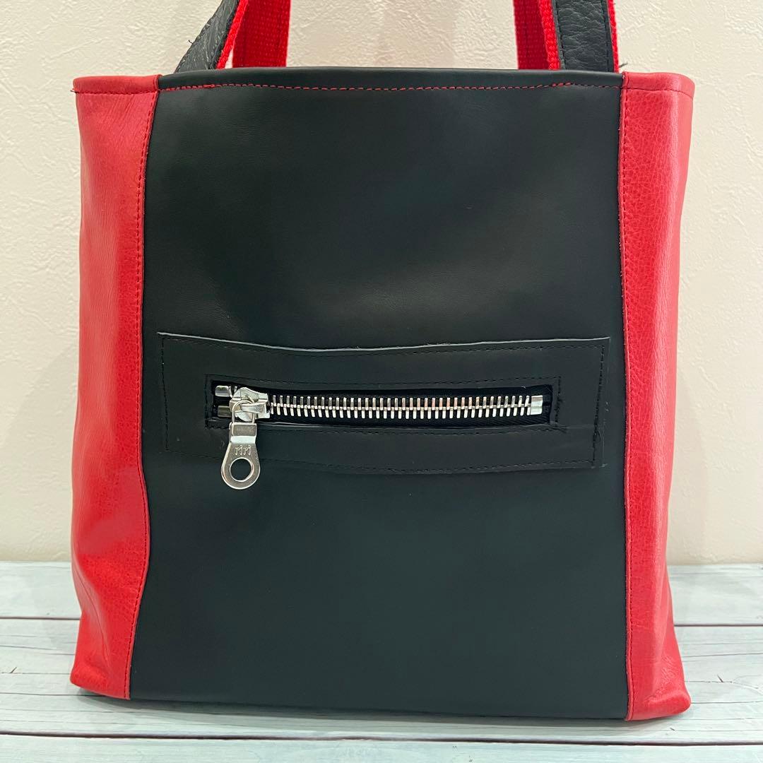 トートバッグ トート シンプル 本革 手作り クラフト 革職人 ハギレ レッド