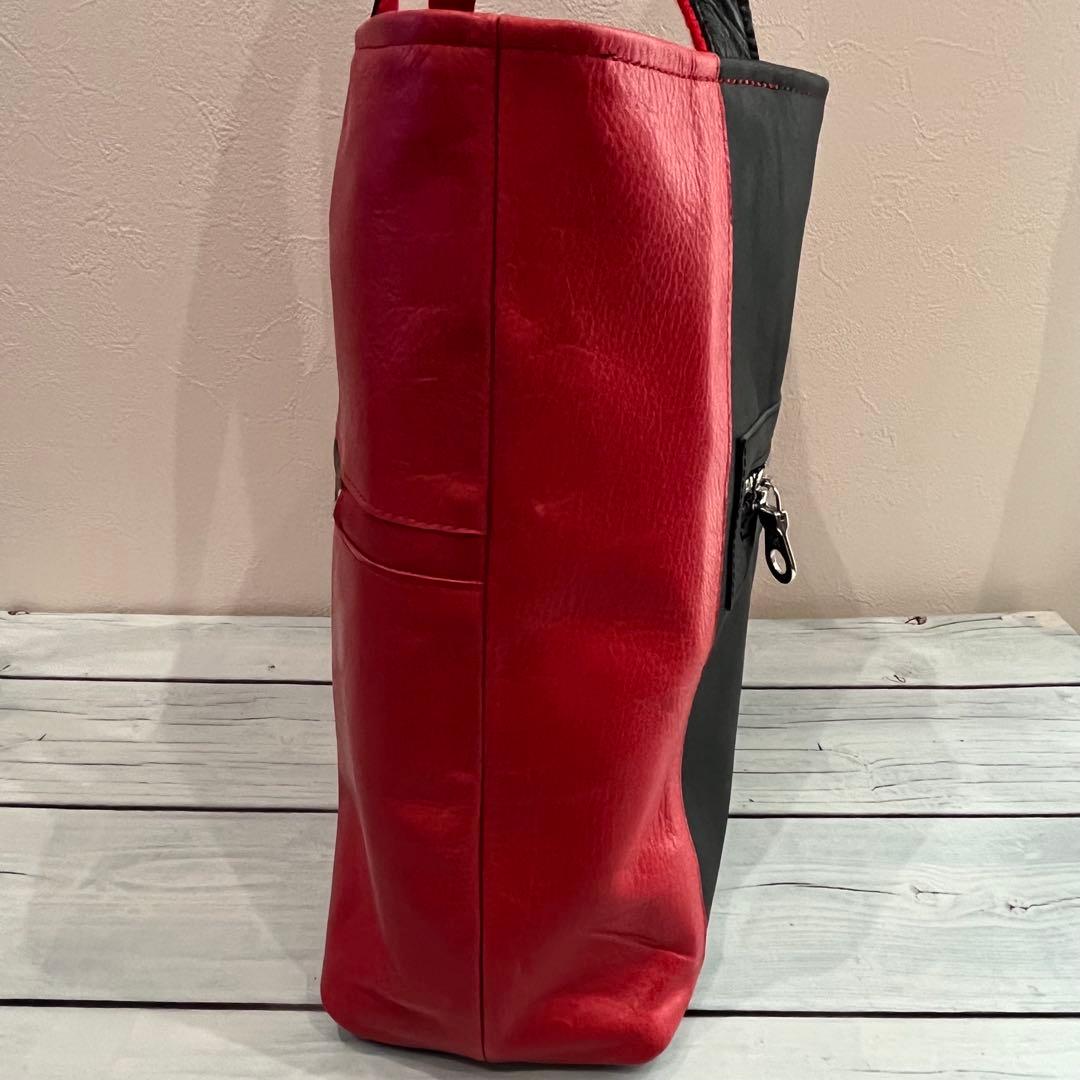 トートバッグ トート シンプル 本革 手作り クラフト 革職人 ハギレ レッド