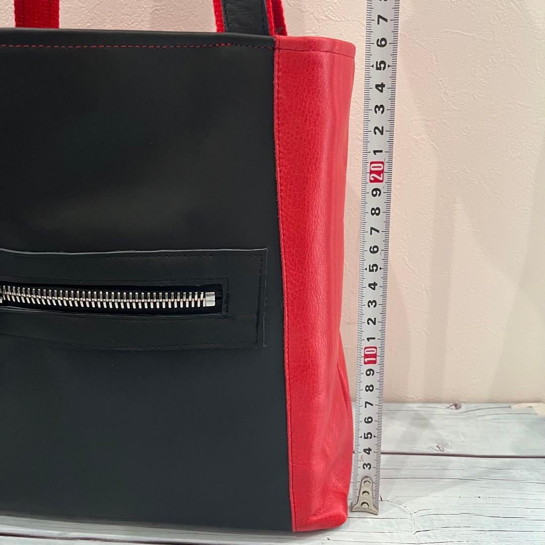 トートバッグ トート シンプル 本革 手作り クラフト 革職人 ハギレ レッド