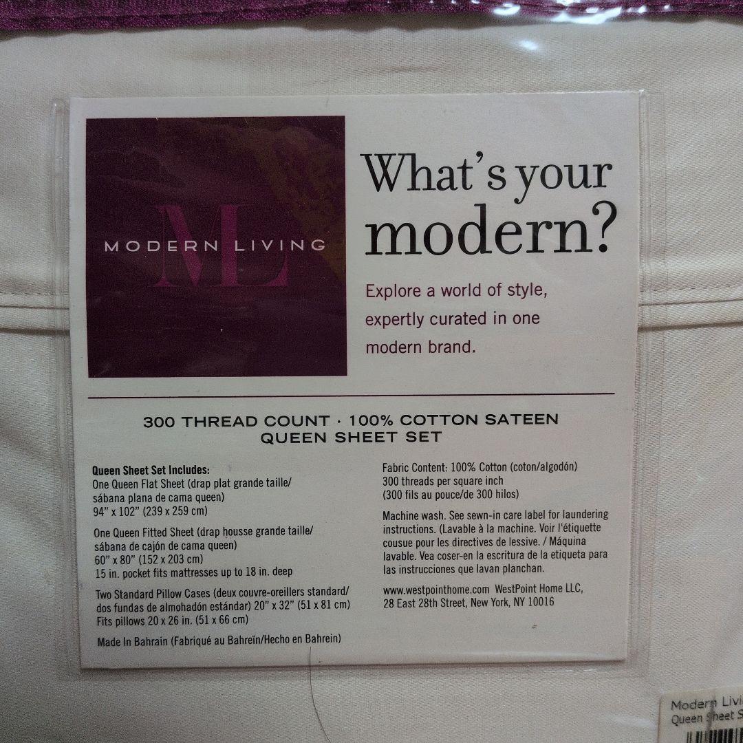 MODERN LIVING 300スレッドカウント クイーンシーツセット