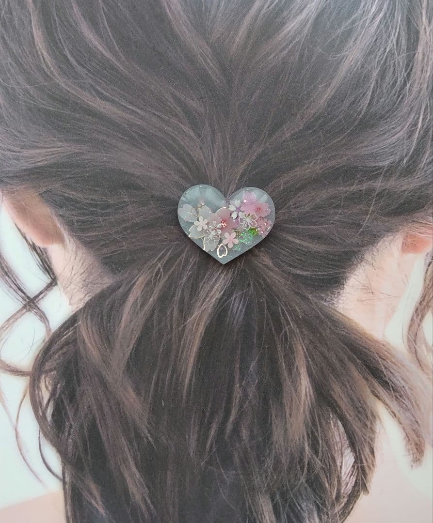 桜満開 ハート レジンヘアゴム