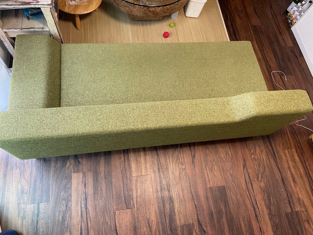 フランネルソファ　シエスタ　３人掛け　ソファベッド　グリーン　緑