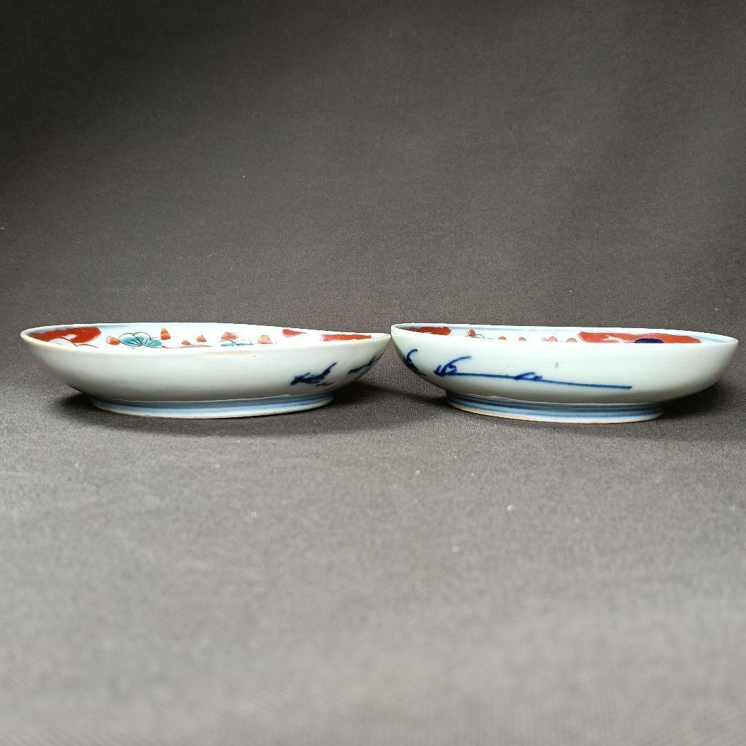 62 金彩 小皿 2枚セット 印判皿 染付皿 伊万里焼 アンティーク 時代物 器