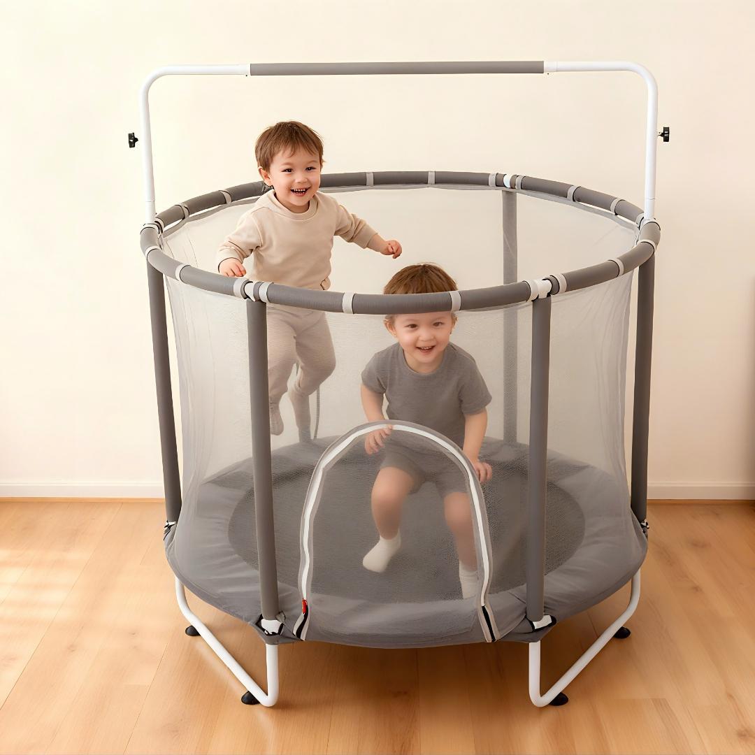 鉄棒 トランポリン 子供用 高さ3段階 ベビーサークル 安全ネット