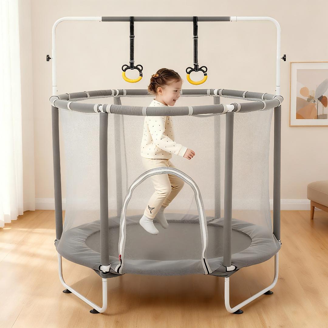 鉄棒 トランポリン 子供用 高さ3段階 ベビーサークル 安全ネット