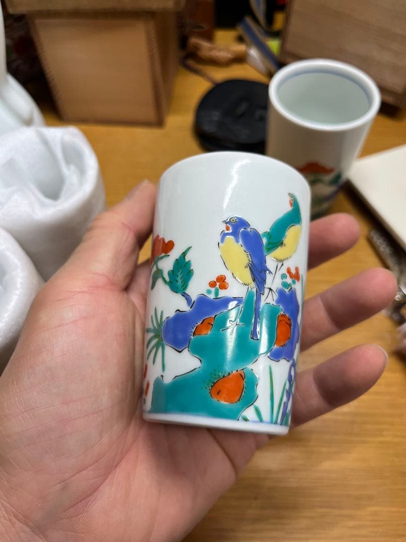 三川内焼　錦花鳥　水差し揃