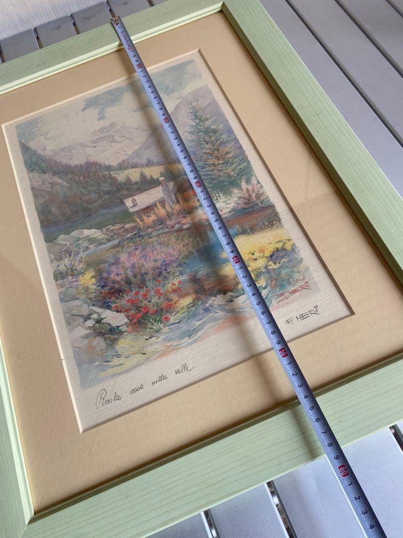 F. NERI 水彩画 Grazia della Folla 風景画　額縁