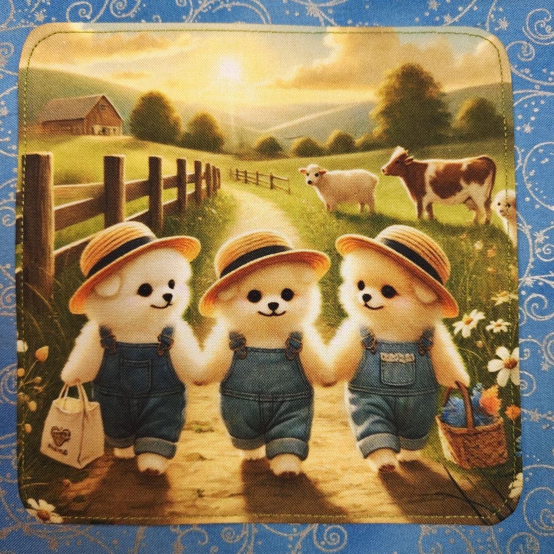 Youretia　4重ハンカチ　ポメラニアンちゃん柄　18枚