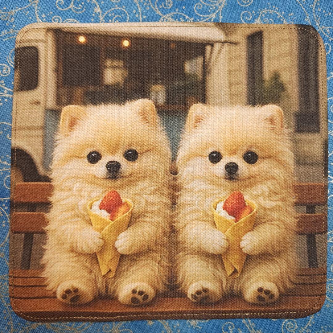 Youretia　4重ハンカチ　ポメラニアンちゃん柄　18枚