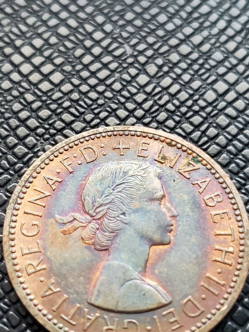 1604.　極美品　1970年　イギリス　エリザベス2世　ハーフペニー　