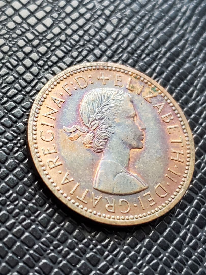 1604.　極美品　1970年　イギリス　エリザベス2世　ハーフペニー　