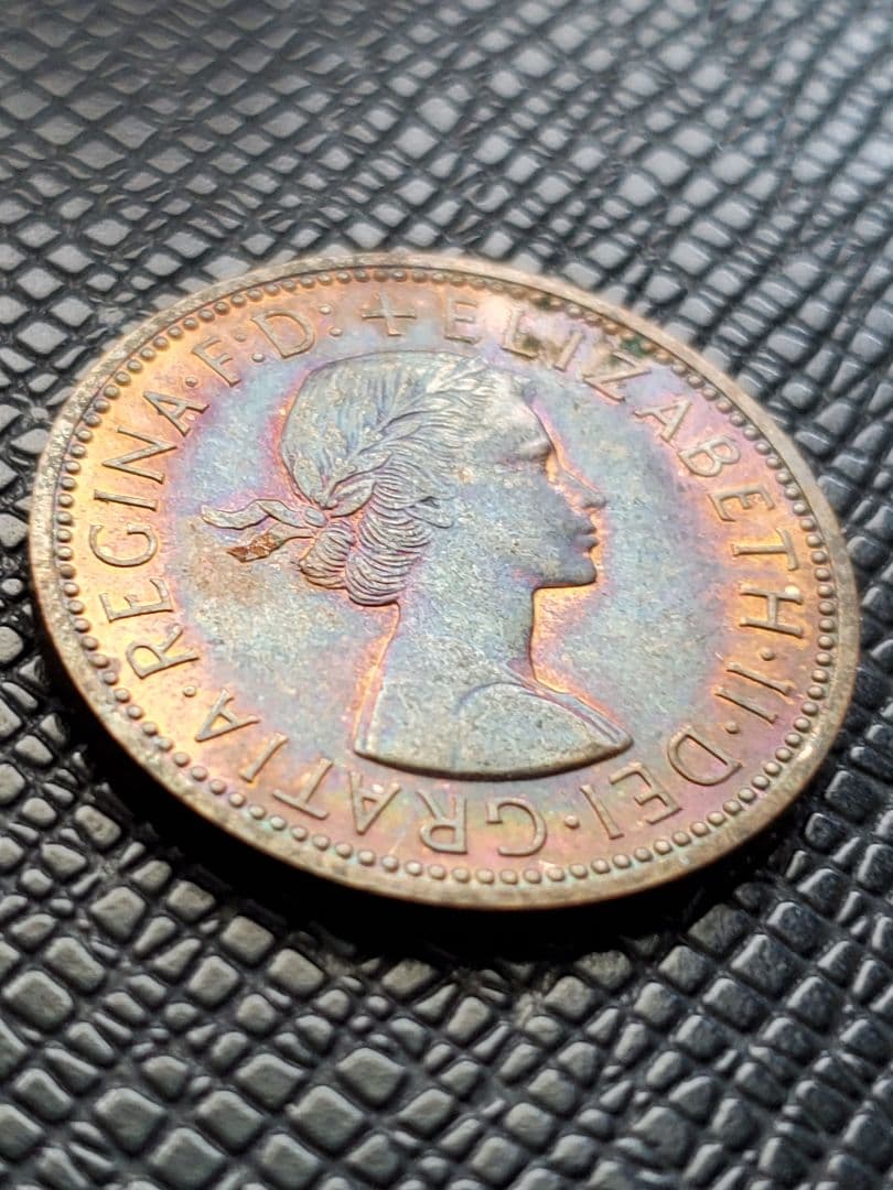 1604.　極美品　1970年　イギリス　エリザベス2世　ハーフペニー　