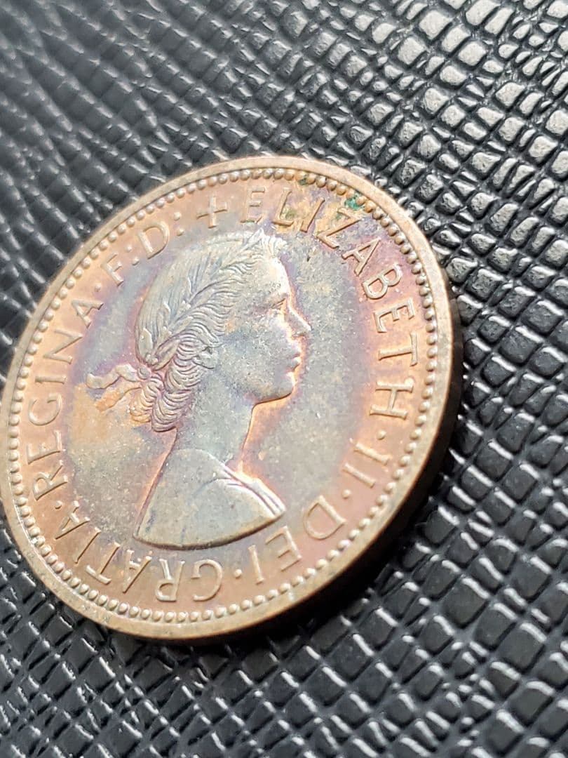 1604.　極美品　1970年　イギリス　エリザベス2世　ハーフペニー　