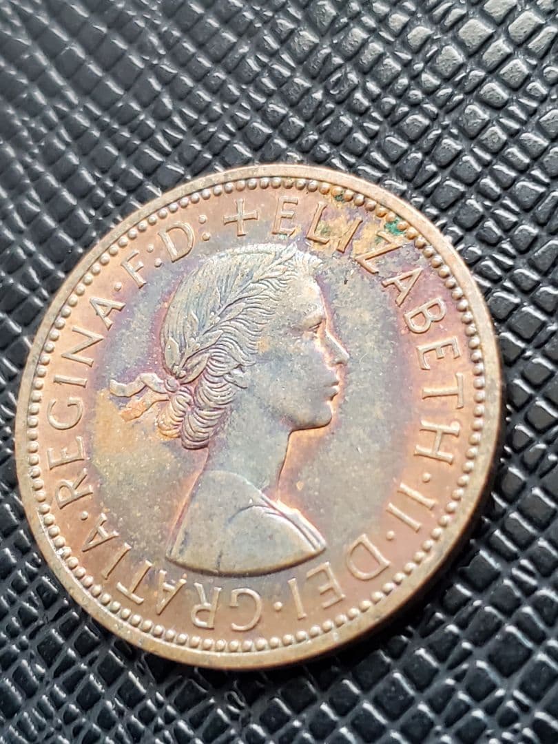 1604.　極美品　1970年　イギリス　エリザベス2世　ハーフペニー　