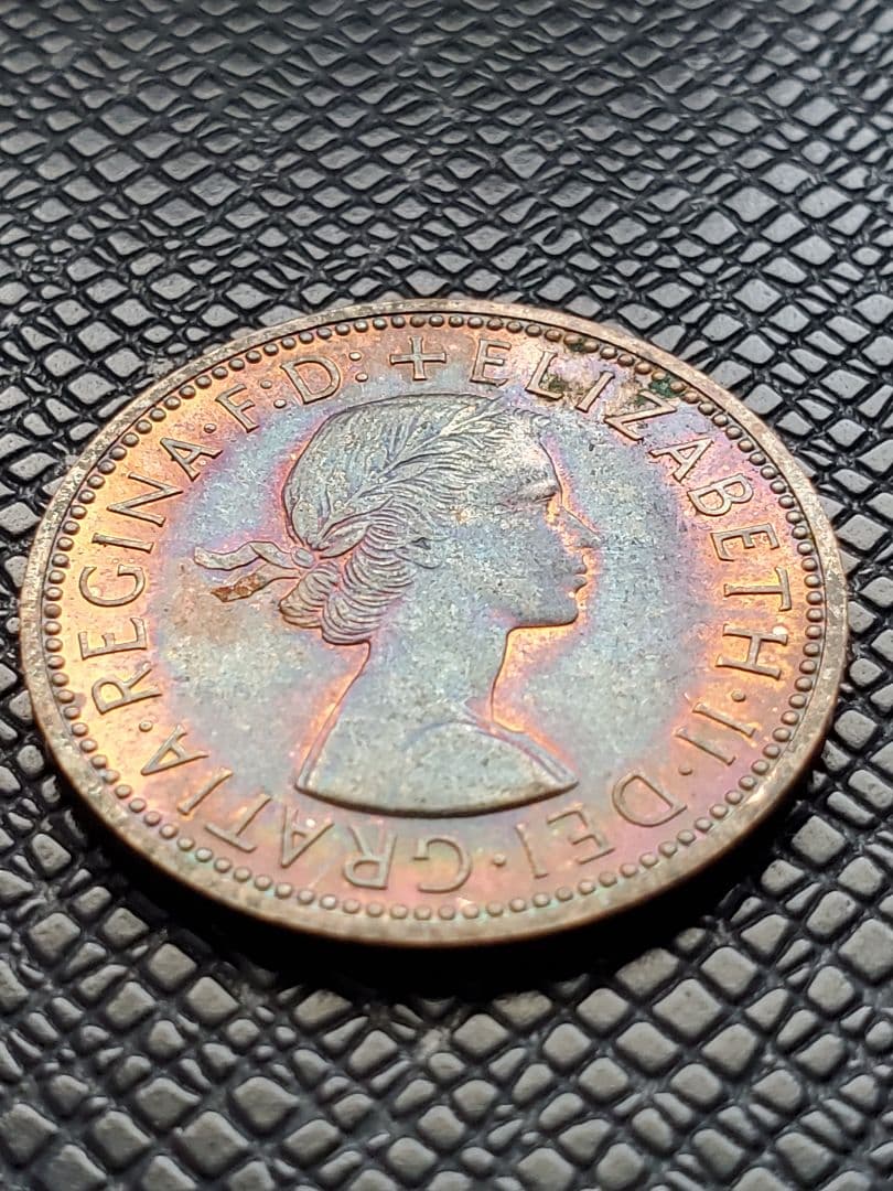 1604.　極美品　1970年　イギリス　エリザベス2世　ハーフペニー　