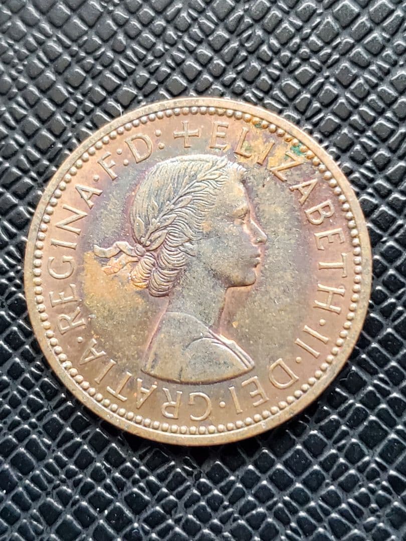 1604.　極美品　1970年　イギリス　エリザベス2世　ハーフペニー　