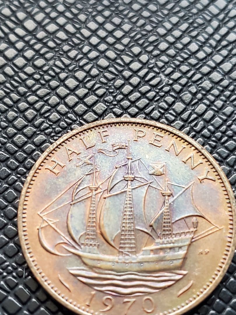1604.　極美品　1970年　イギリス　エリザベス2世　ハーフペニー　