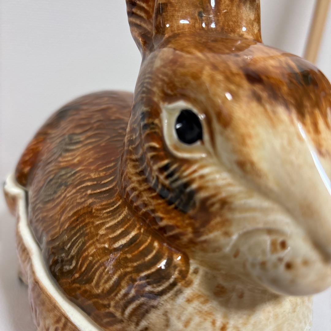 フランス陶器☆うさぎ型テリーヌポット コーガン作 マジョリカ焼き
