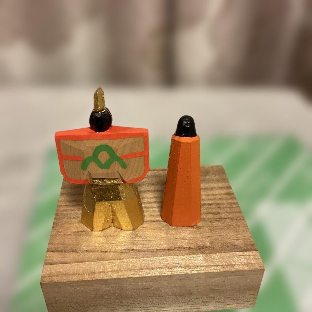 一刀彫　雛人形セット（専用箱付き）神泉作