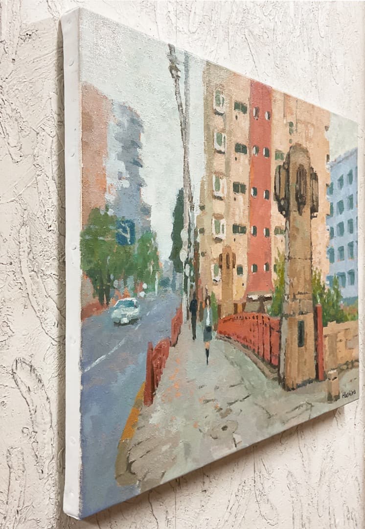 絵画 563 油絵/風景/東京/街角/街並/橋/目白通り-千登世橋/F4号
