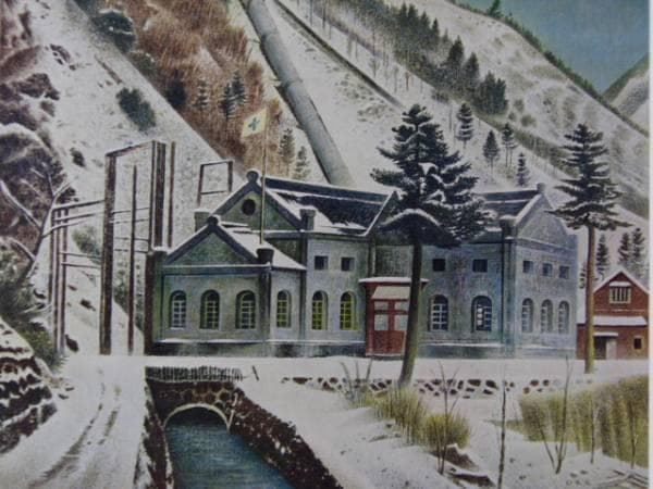 岡鹿之助、山麓、高級画版の一部、版上サイン入、新品額付