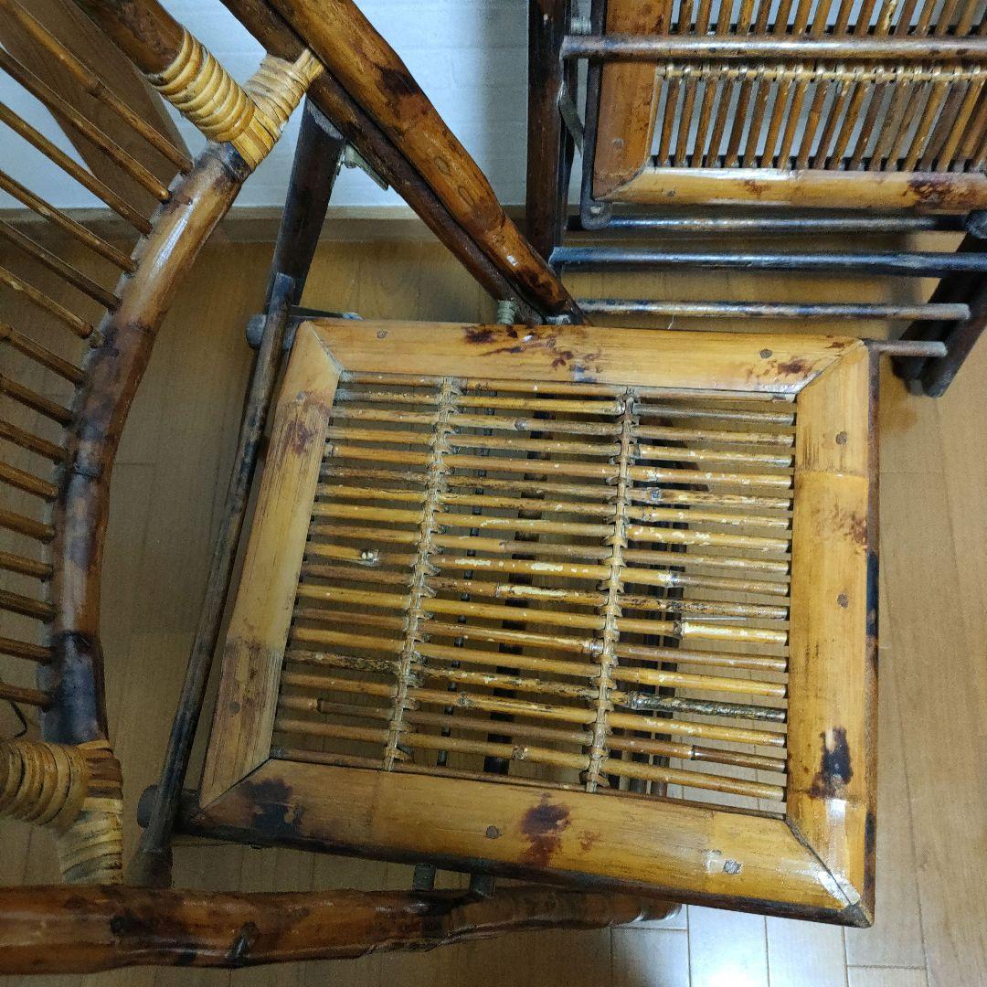 【仁】バンブーチェア 折りたたみ式 竹製チェア 2脚セット