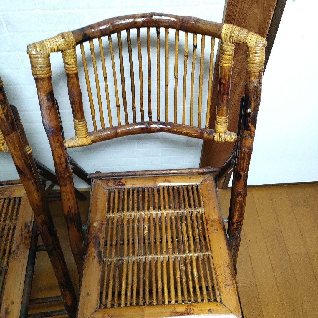 【仁】バンブーチェア 折りたたみ式 竹製チェア 2脚セット