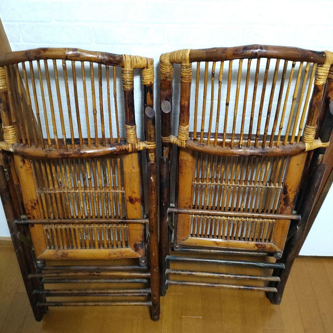 【仁】バンブーチェア 折りたたみ式 竹製チェア 2脚セット
