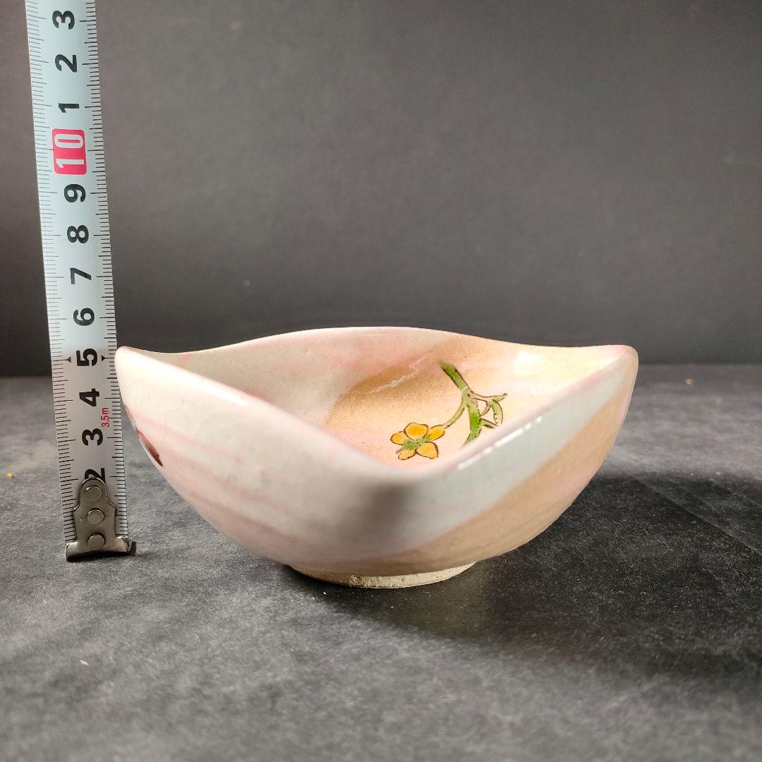 C3-3/九谷焼/在銘/色絵菜の花文銘々皿5客/共箱/向付/小鉢/懐石料理