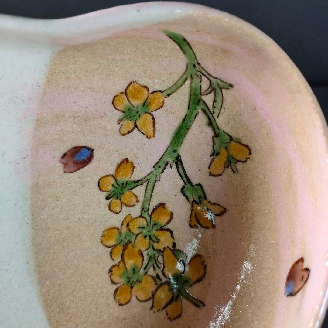 C3-3/九谷焼/在銘/色絵菜の花文銘々皿5客/共箱/向付/小鉢/懐石料理