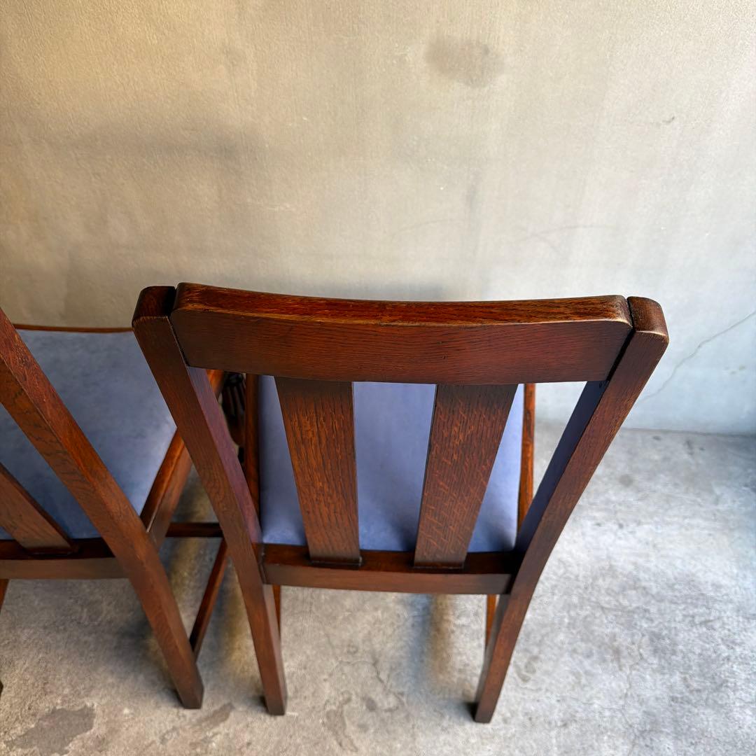 英国製 ダイニングチェア オールド アンティーク　オーク材　2脚セット