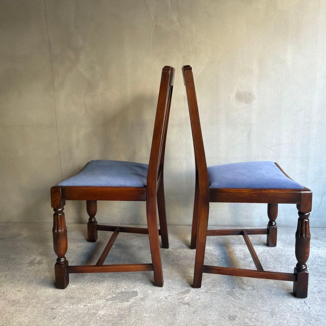 英国製 ダイニングチェア オールド アンティーク　オーク材　2脚セット