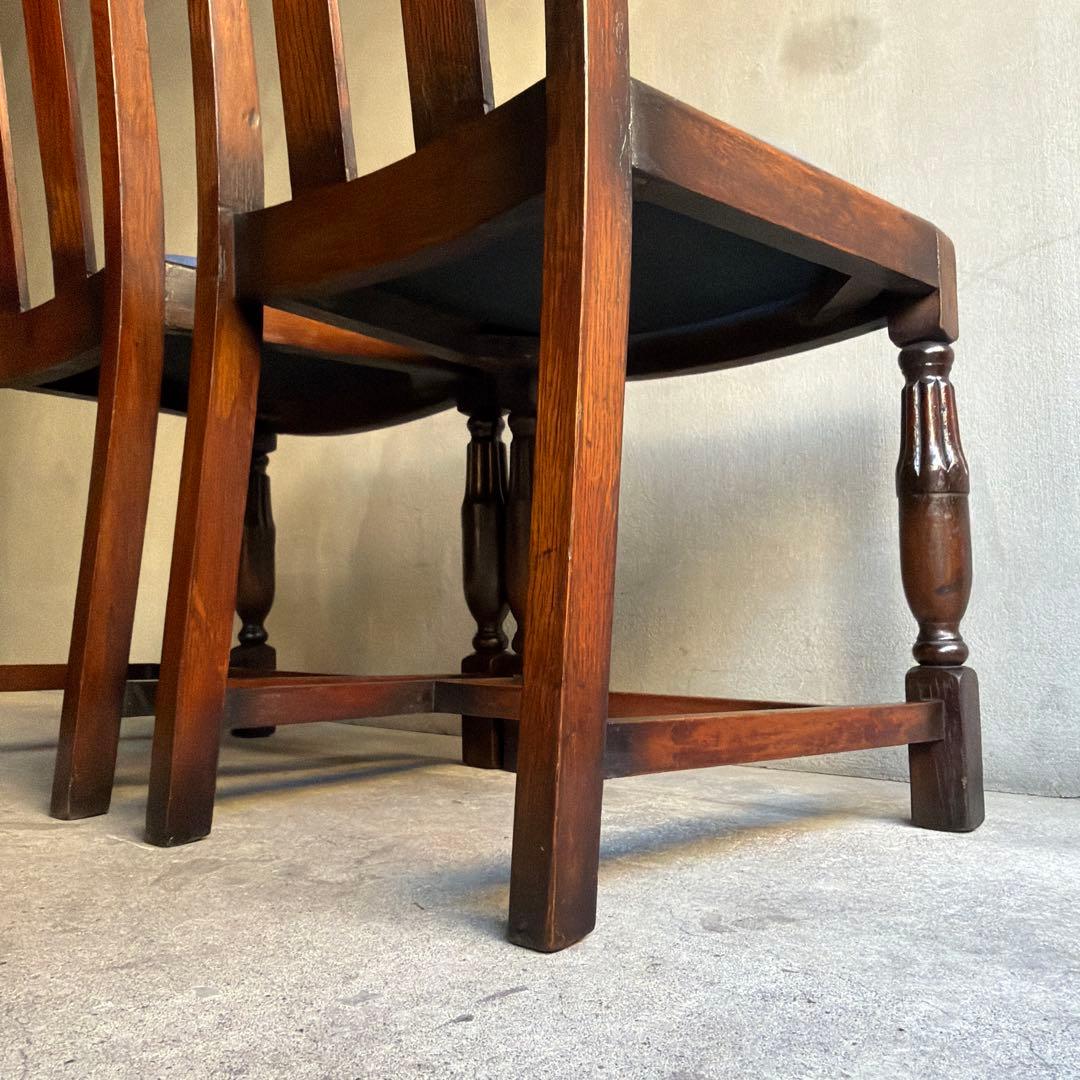 英国製 ダイニングチェア オールド アンティーク　オーク材　2脚セット