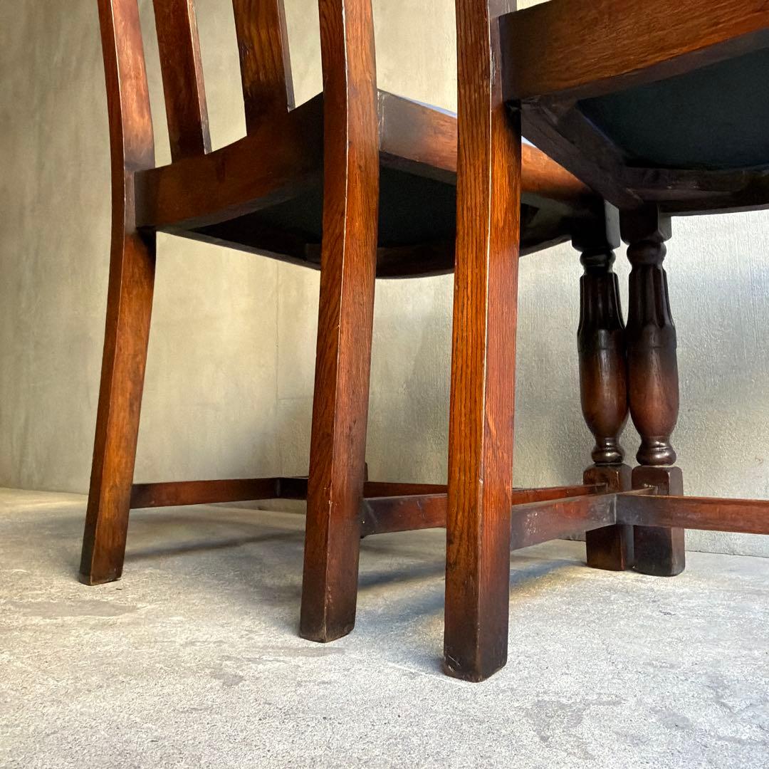 英国製 ダイニングチェア オールド アンティーク　オーク材　2脚セット