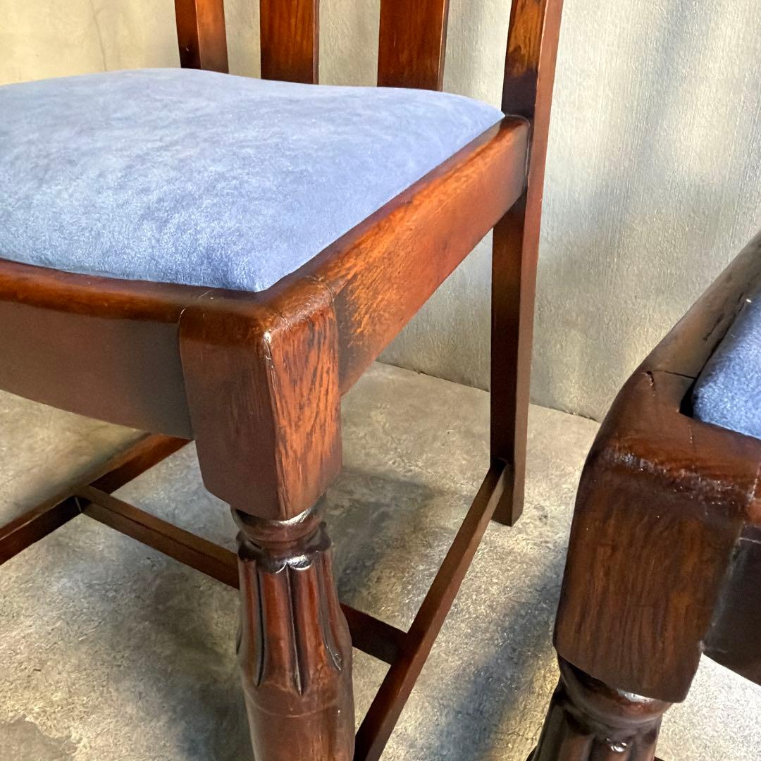 英国製 ダイニングチェア オールド アンティーク　オーク材　2脚セット