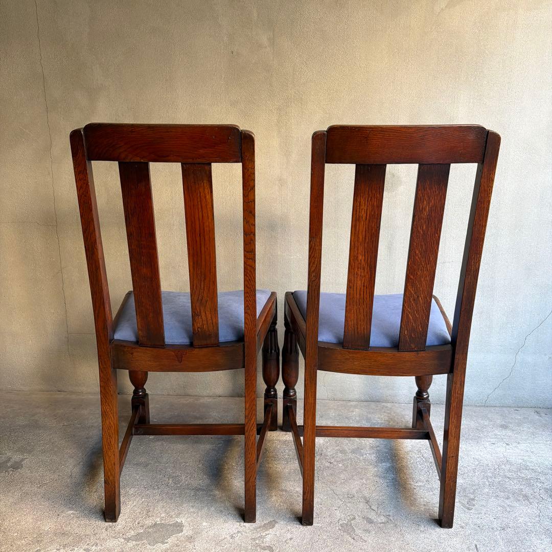 英国製 ダイニングチェア オールド アンティーク　オーク材　2脚セット