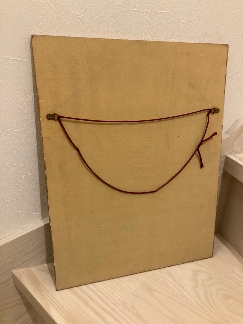 子供と犬の絵画 金色フレーム