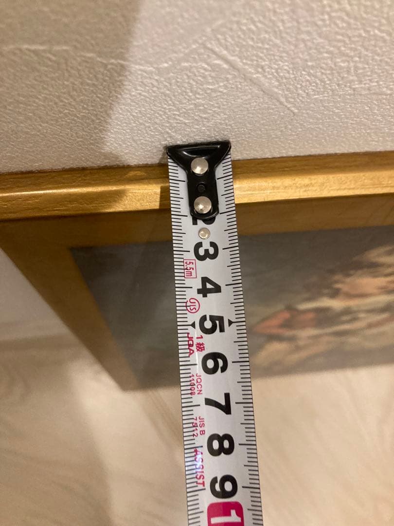 子供と犬の絵画 金色フレーム