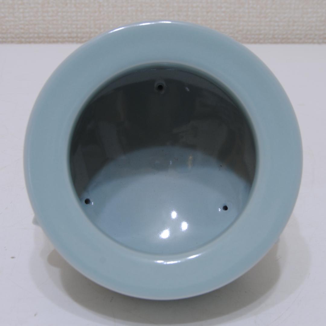 諏訪蘇山 青瓷 青磁 袴腰 純銀 信幸造 火舎 四君子 透 香炉 茶道具 古玩