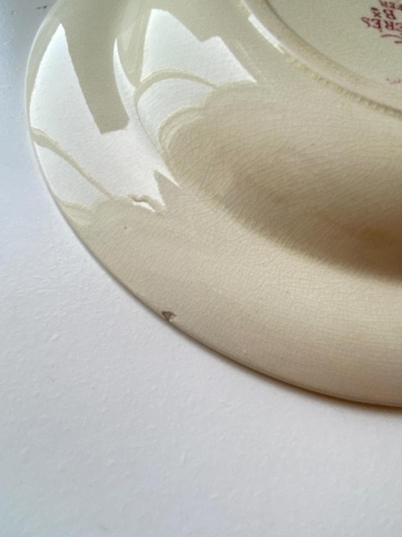 フランス アンティーク ボルドー窯 CERES 赤い花と鳥 深皿