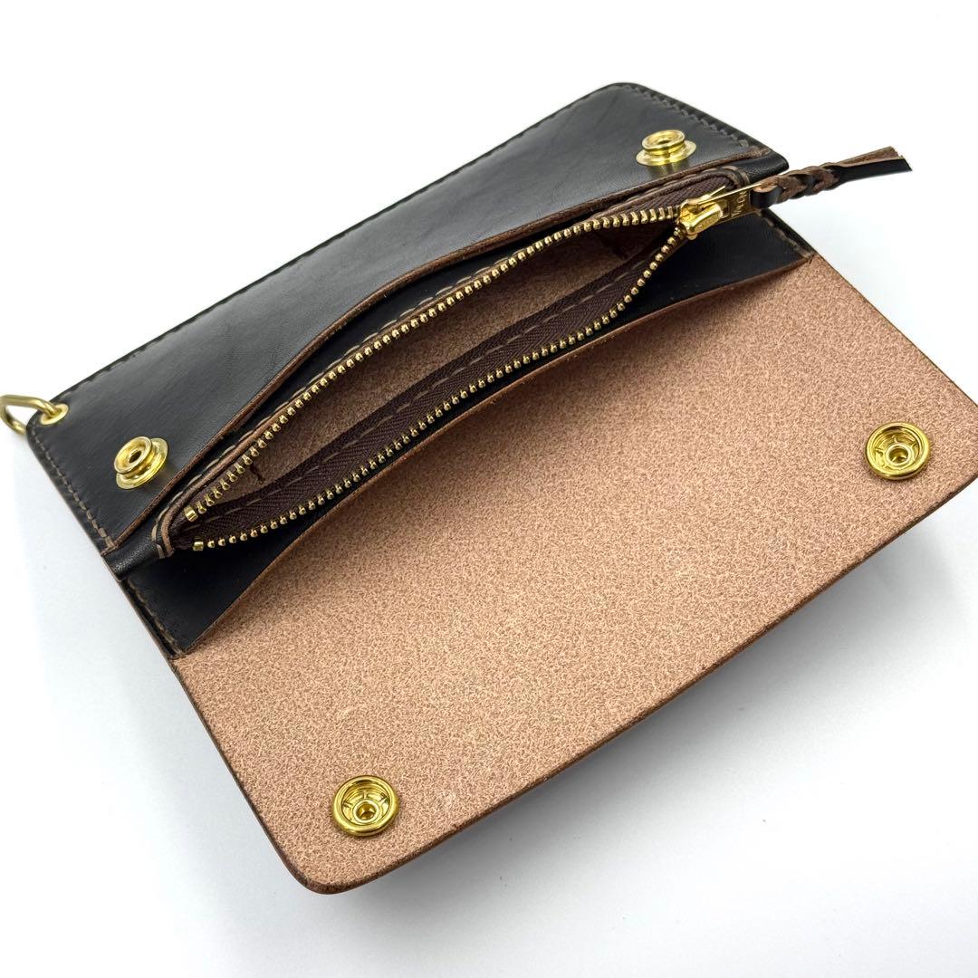 トラッカーウォレット(ブラック)サドルレザー　タロンジッパー　ヴィンテージタイプ