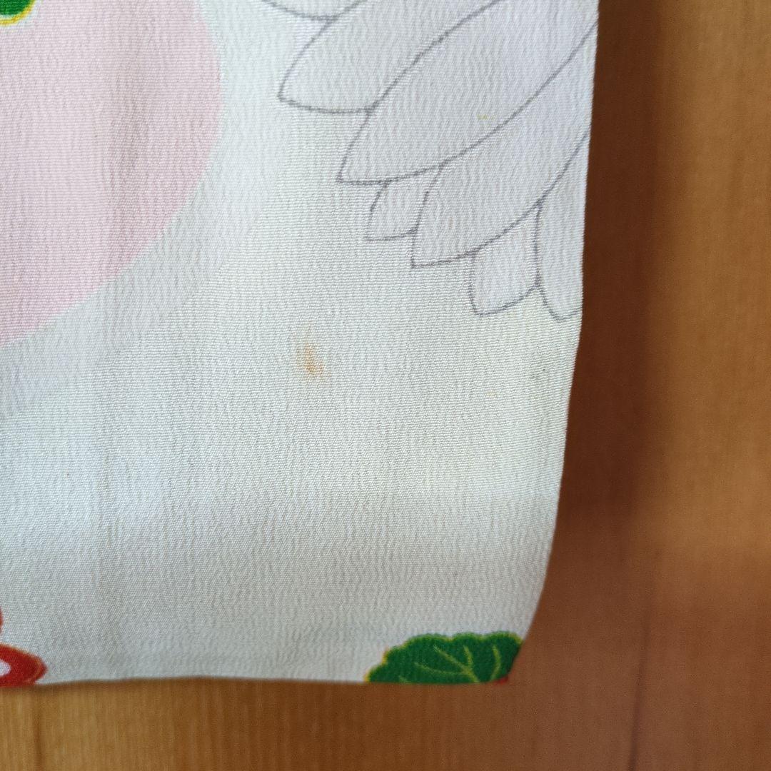 七五三３歳女の子アンティーク着物と正絹総絞り手縫いの被布と巾着