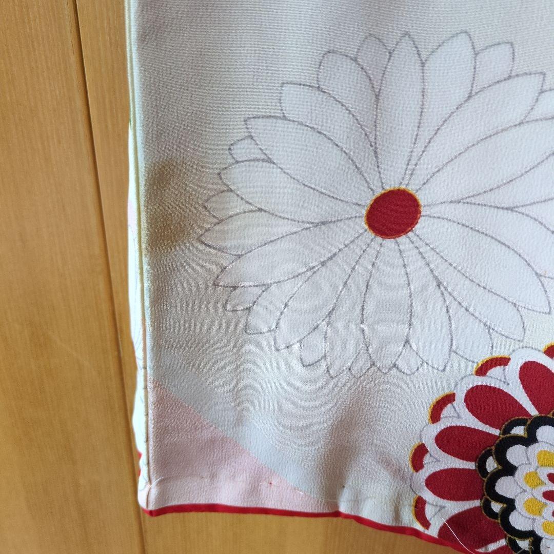 七五三３歳女の子アンティーク着物と正絹総絞り手縫いの被布と巾着