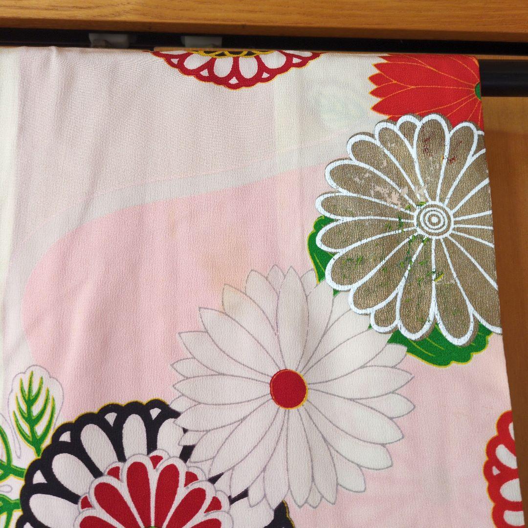 七五三３歳女の子アンティーク着物と正絹総絞り手縫いの被布と巾着